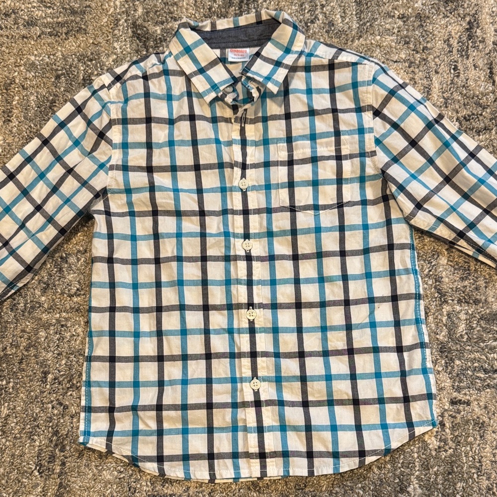 NWOT Gymboree Teal and Black Plaid Shirt size S (5/6)